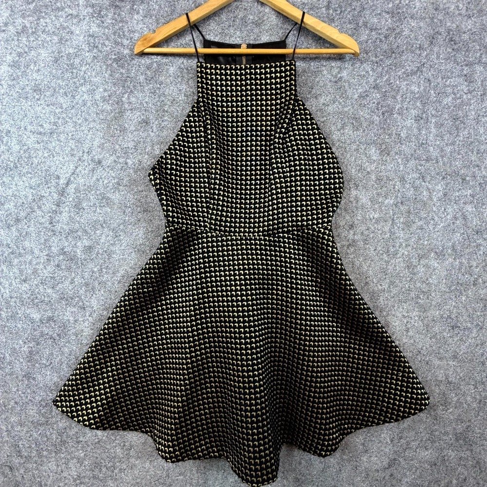 DO+BE Fit‎ & Flare Dress Womens Medium Black Gold Party HOCO NYE Twirl Preppy
